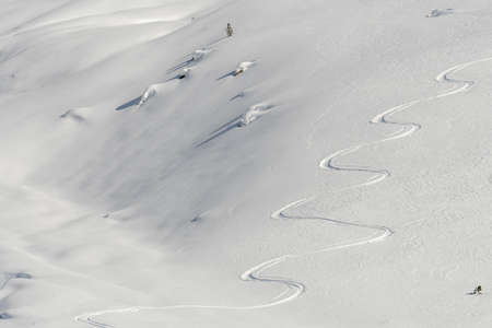 sky tracks skiing in italy dolomites alps in winter snow season