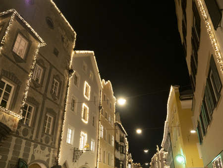 brunico village trentino lights at night in december