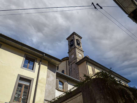 Bergamo medieval high town houses view detailの写真素材