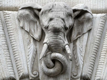 elephant decoration on a building detailの写真素材