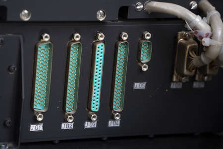 old technology cable connectors close up detail
