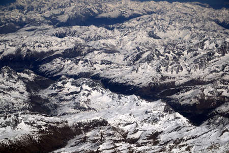 alps aerial view panorama landscape from airplane view