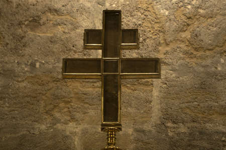 Valencia Spain historic gothic cathedral church leno de la cruzの写真素材