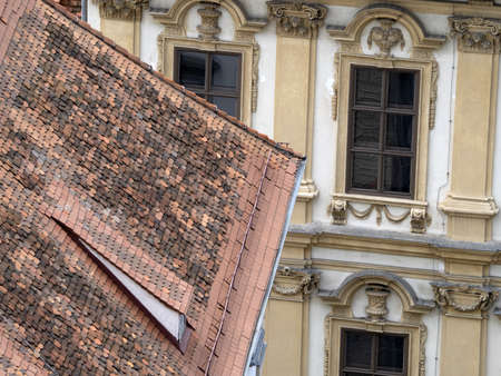 Graz austria roofs details tiles view cityscapeの写真素材