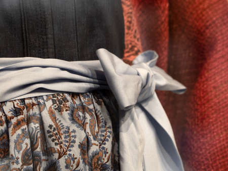 tyrol style dress fabric detail austria close upの写真素材