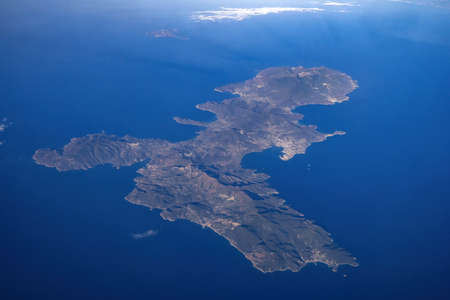 Elba island italy aerial view from airplane panorama