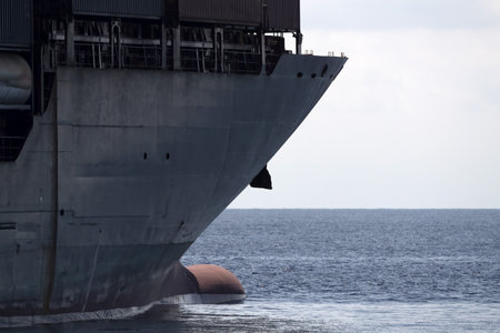 cargo container ship prow detail