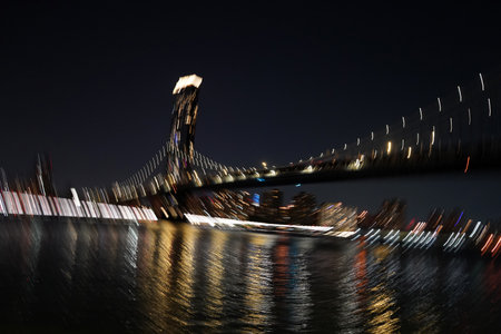 manhattan new york city night view from dumbo artistic move effect