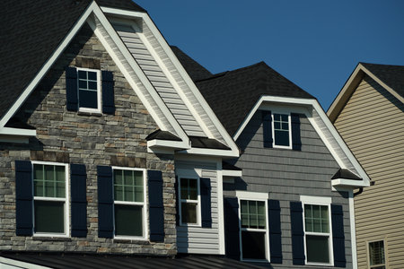 dutch roof of usa america house upper middle class new building area