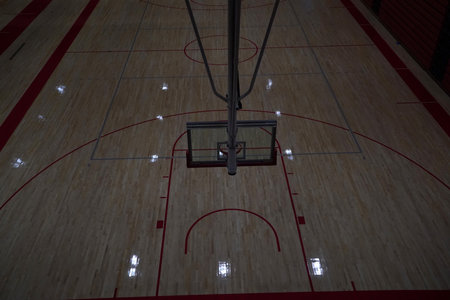 empty basketball court detail view