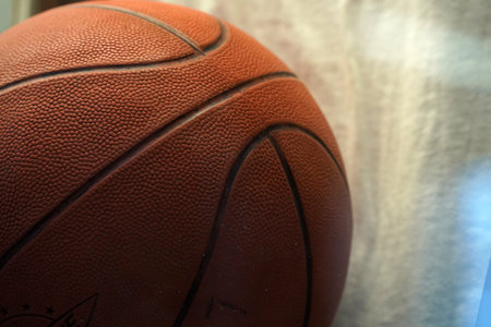 vintage old basketball ball detail close up