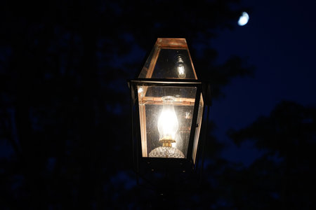 old whale oil lamp street lantern light in martha vineyard islandの写真素材