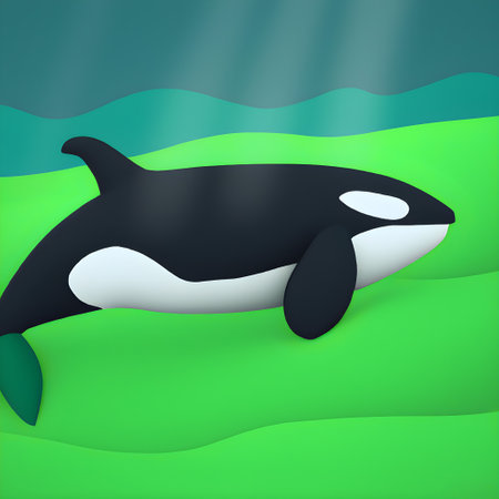 orca killer whale on green illustration