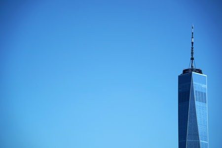 detail of skyscrapers of new york city manhattan view cityscape from hudson river liberty islandの写真素材