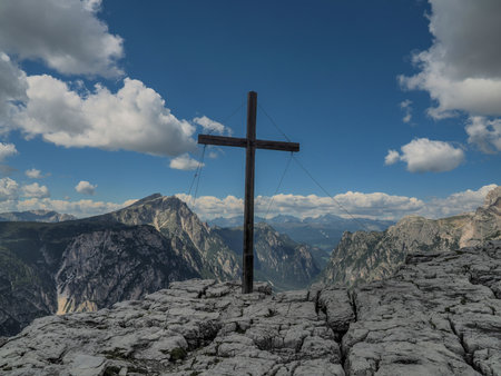 mount piana dolomites mountains first world war paths foxholesの写真素材