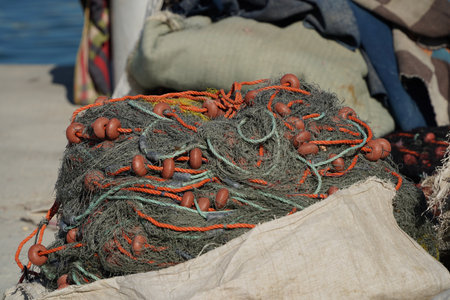 fishermen fishing net detail close up