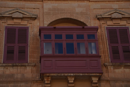 Malta Medina medieval village stone building streetの写真素材