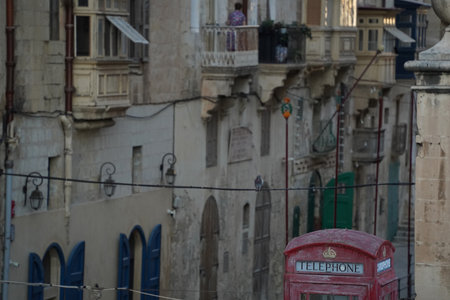 malta old red telephone cabin in valletta