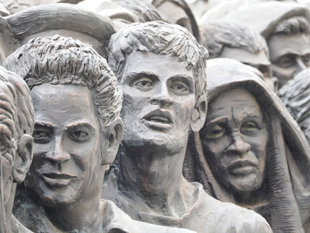 ROME, ITALY - NOVEMBER 25, 2022 : monument in tribute to migrants by Canadian artist-sculptor Timothy Schmalz in St. Peter's Square in Romeのeditorial素材