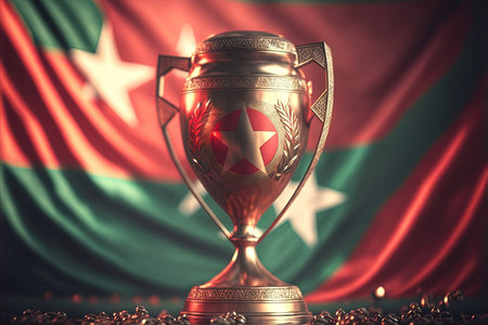 morocco soccer team winning cup illustration genrative aiの写真素材
