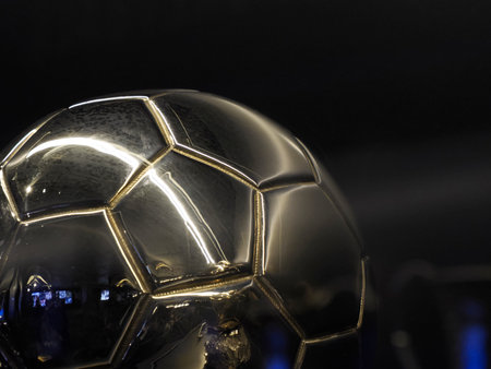 soccer ball best player winning trophy detail close upの写真素材