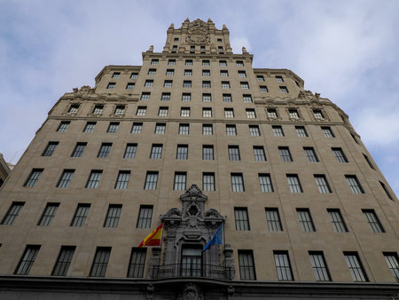 madrid spain gran via buildings viewの写真素材