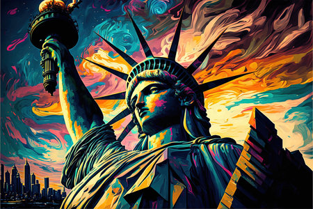 new york city statue of liberty if painted by Andy Warhol illustration generative aiの写真素材
