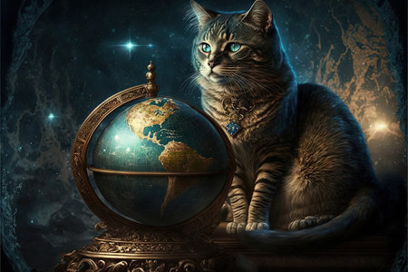 evil cats conquering, ruling and dominating the world illustration generative aiの写真素材