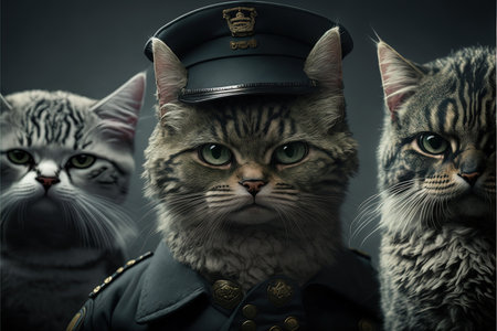 evil cats conquering, ruling and dominating the world illustration generative aiの写真素材