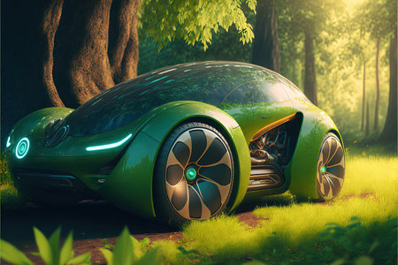 futuristic eco car of the future illustration generative aiの写真素材