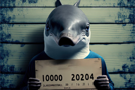 Dolphin bad Animal police mugshot line up illustration generative aiの写真素材