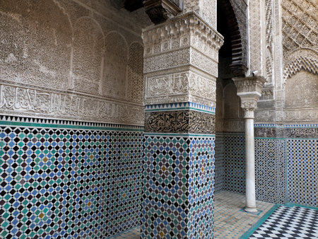 View of the Al-Attarine Madrasa in Fes, Moroccoの写真素材
