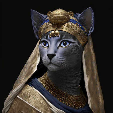 portait of a cat as cleopatra egyptian queen illustration generative aiの写真素材