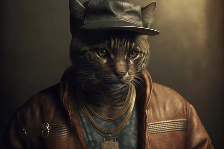 a trapper Rapper Cat Illustration generative ai