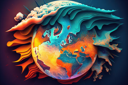 The World meteorology abstract meteorological day planet with weather illustration generative aiの写真素材