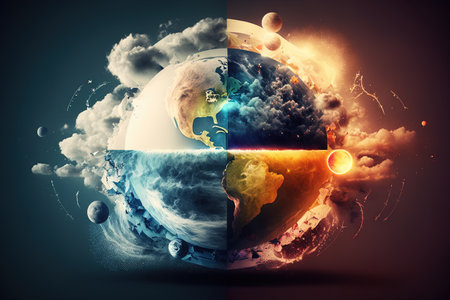 The World meteorology abstract meteorological day planet with weather illustration generative aiの写真素材