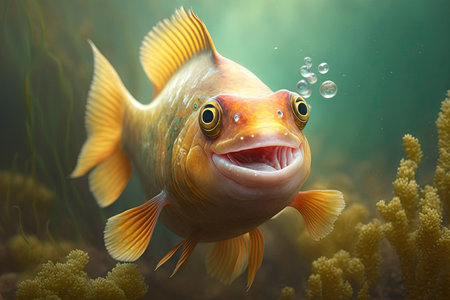 A Smiling fish for Fools day 1 april illustration illustration generative aiの素材