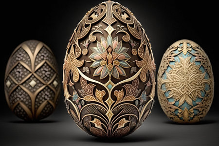 Unique Easter egg design that incorporates different patterns and textures Happy Easter illustration generative aiの素材