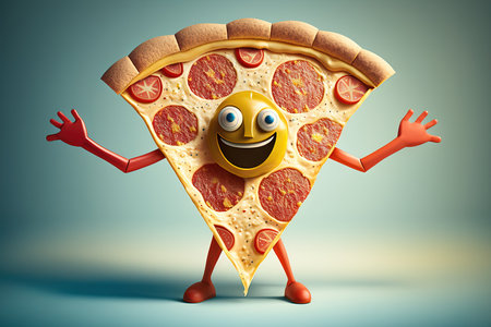 A Superhero pizza slice illustration generative aiの素材