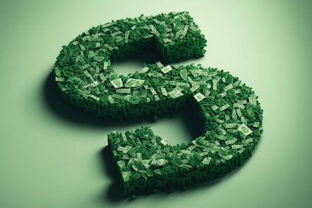 A Huge amount of green dollar symbol illustration generative aiの素材