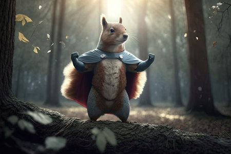 A master squirrel in forest illustration generative aiの素材