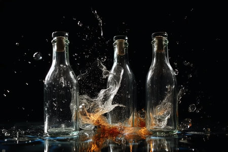 stack of glass bottle exploding illustration generative aiの素材
