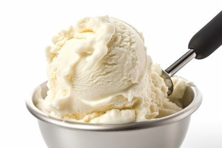 A Scoop of cream ice cream isolated on white background illustration generative aiの素材