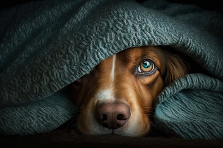A dog nose emerging from blanket illustration generative aiの素材