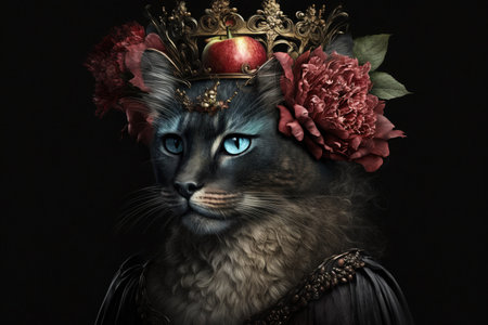 Persephone as a Cat Greek God illustration generative aiの素材