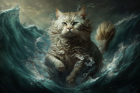 Proteus as a Cat Greek God illustration generative aiの素材