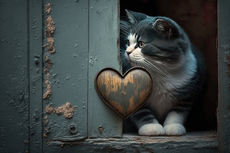 A Cat stealing love illustration generative aiの素材