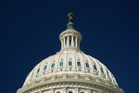 The washington dc capitol detail on the deep blue sky backgroundの写真素材