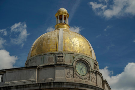 bank gold dome in USA washington DC georgetown painted houses detailの写真素材