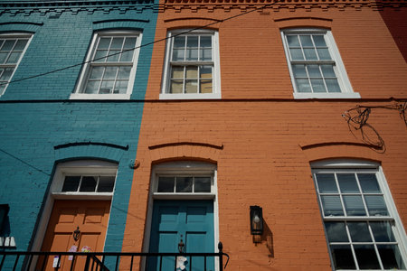 USA washington DC georgetown painted houses detailの写真素材